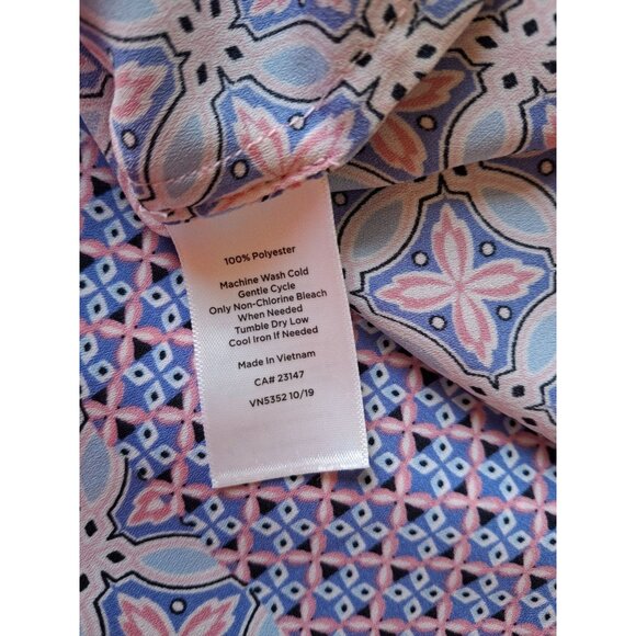 Talbots Womens Tank Top L Pink Purple Sleeveless Geometric Print Preppy - Picture 4 of 7